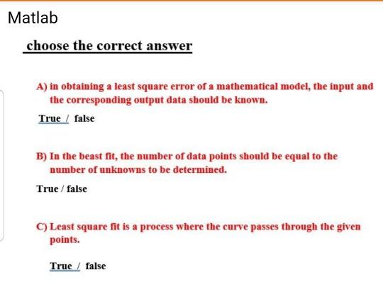 Solved Matlab choose the correct answer A) in obtaining a | Chegg.com