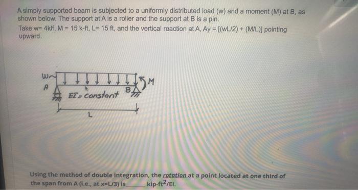 Solved A simply supported beam is subjected to a uniformly | Chegg.com