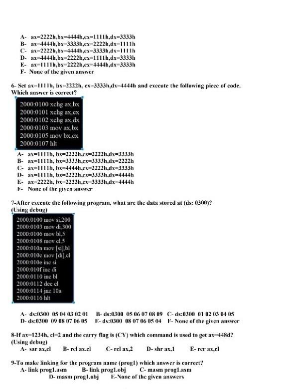 Solved Subject Name : Microprocessors. NOTE : Choose the | Chegg.com