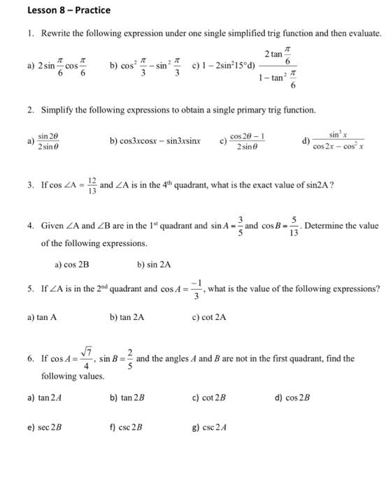 Solved Lesson 8 - Practice 1. Rewrite the following | Chegg.com