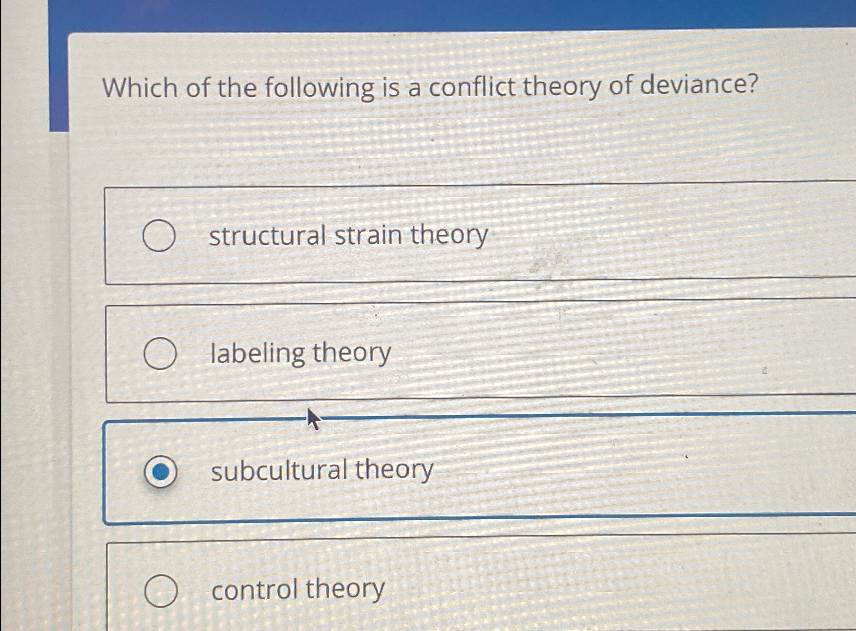 Solved Which of the following is a conflict theory of | Chegg.com