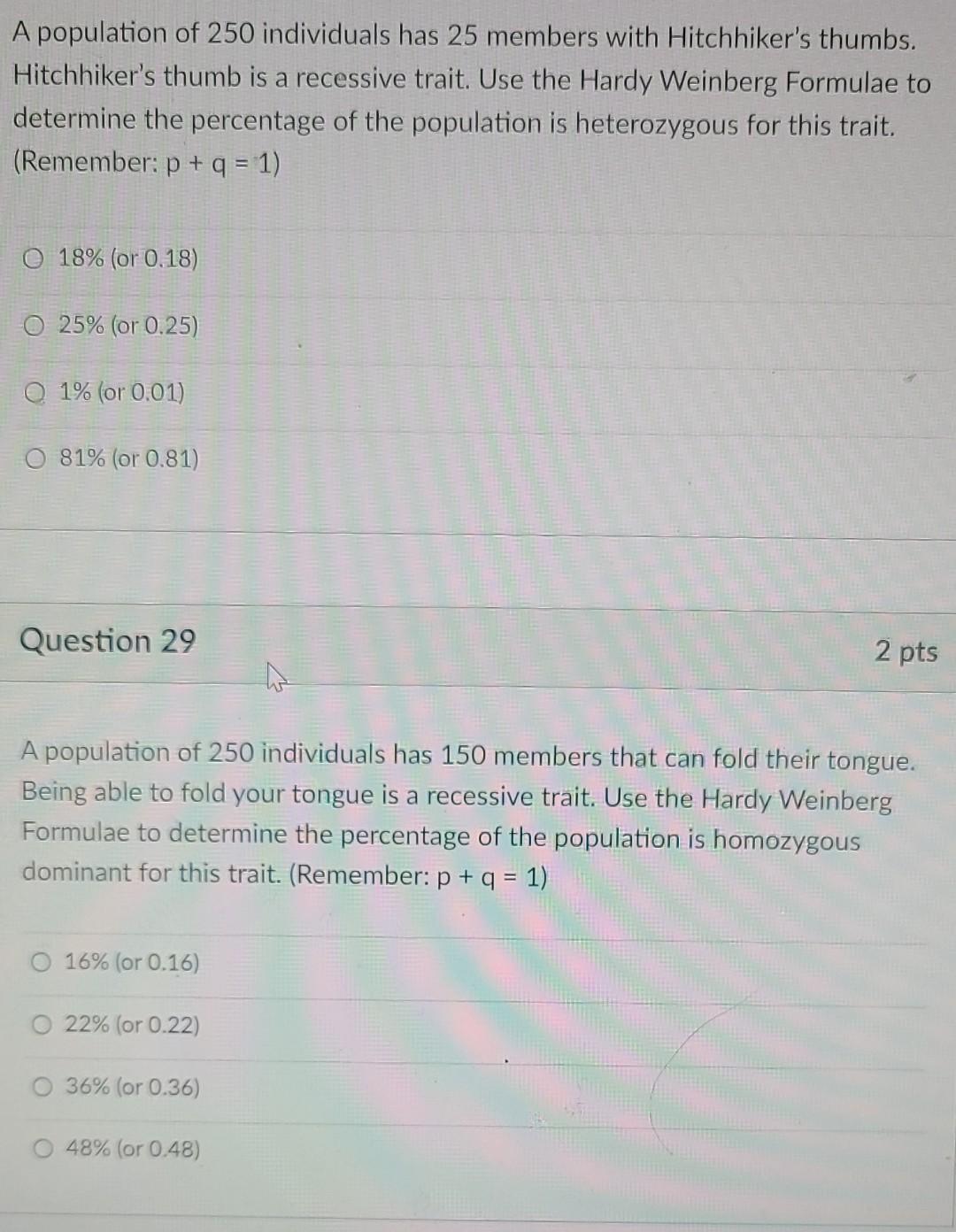 Solved A Population Of 250 Individuals Has 25 Members With | Chegg.com