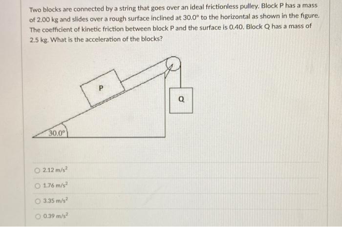 Solved Two blocks are connected by a string that goes over | Chegg.com