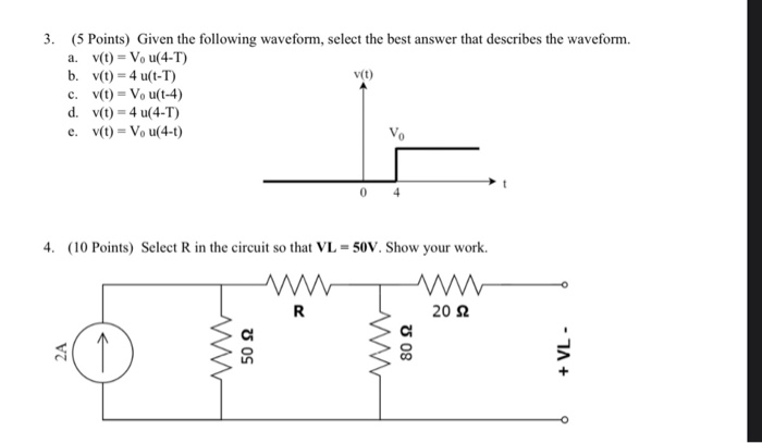 Solved 3 5 Points Given The Following Waveform Select Chegg Com