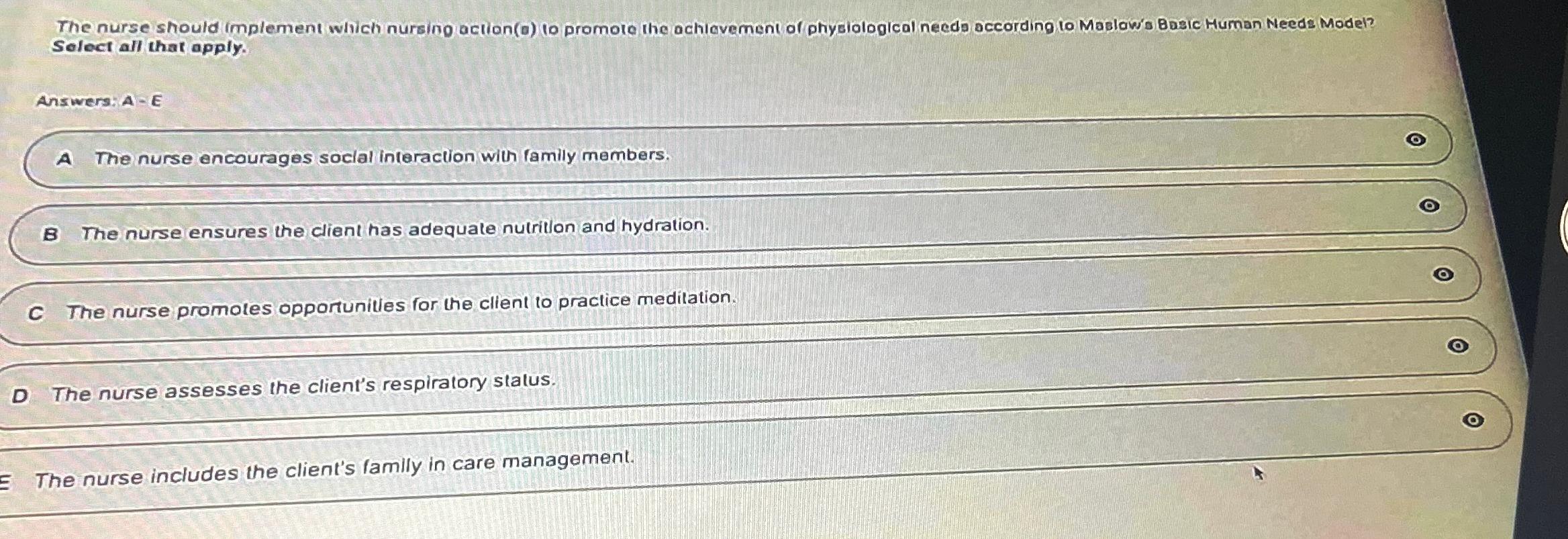 Solved The Nurse Should Implement Which Nursing Action(0) | Chegg.com