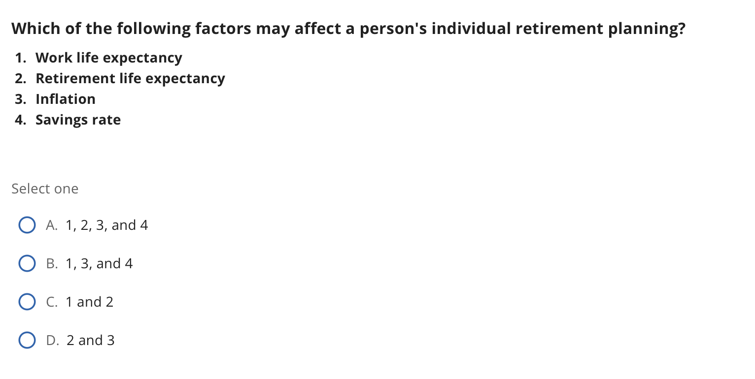 Solved Which of the following factors may affect a person's | Chegg.com