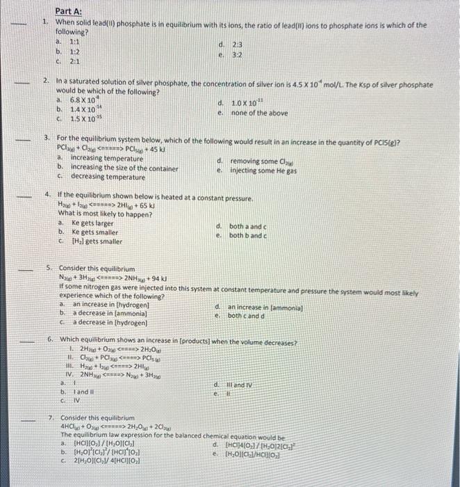 Solved 1. When solid lead(ii) phosphate is in equilibrium