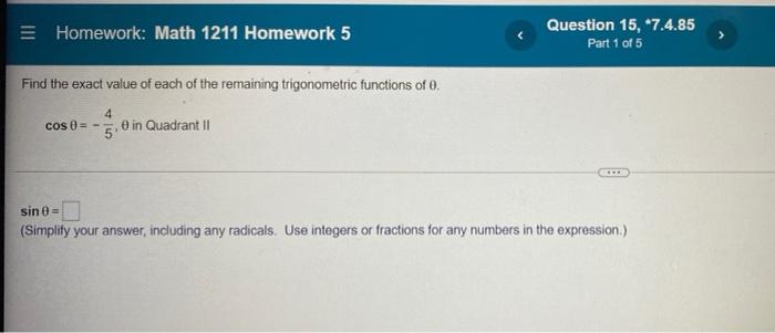 Solved = Homework: Math 1211 Homework 5 Question 15, *7.4.85 | Chegg.com
