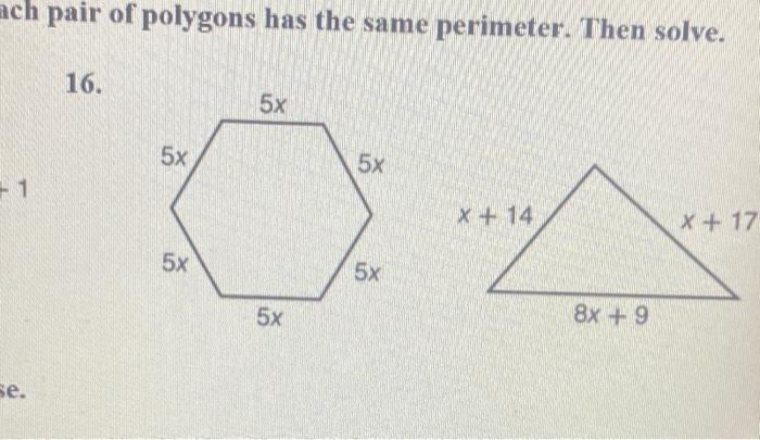 Solved Ch Pair Of Polygons Has The Same Perimeter. Then 