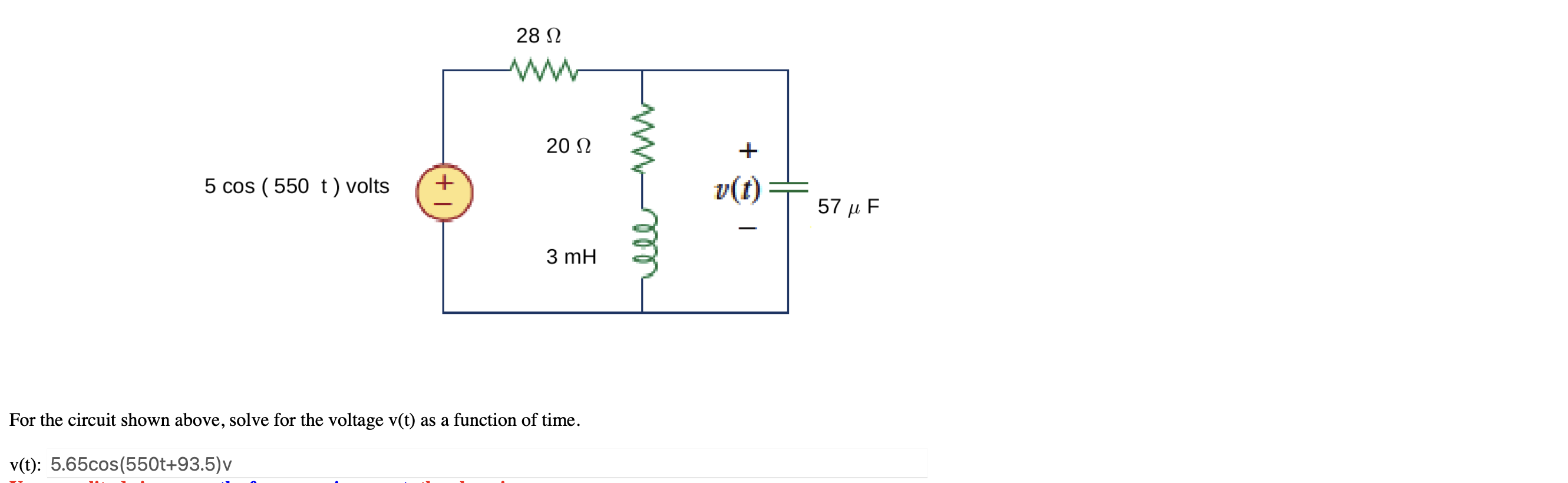 Solved For the circuit shown above, solve for the voltage | Chegg.com