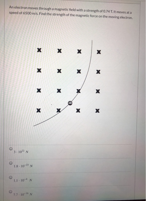 Solved An electron moves through a magnetic field with a | Chegg.com