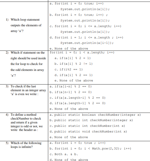 Solved 1) Which loop statement outputs the elements of array | Chegg.com