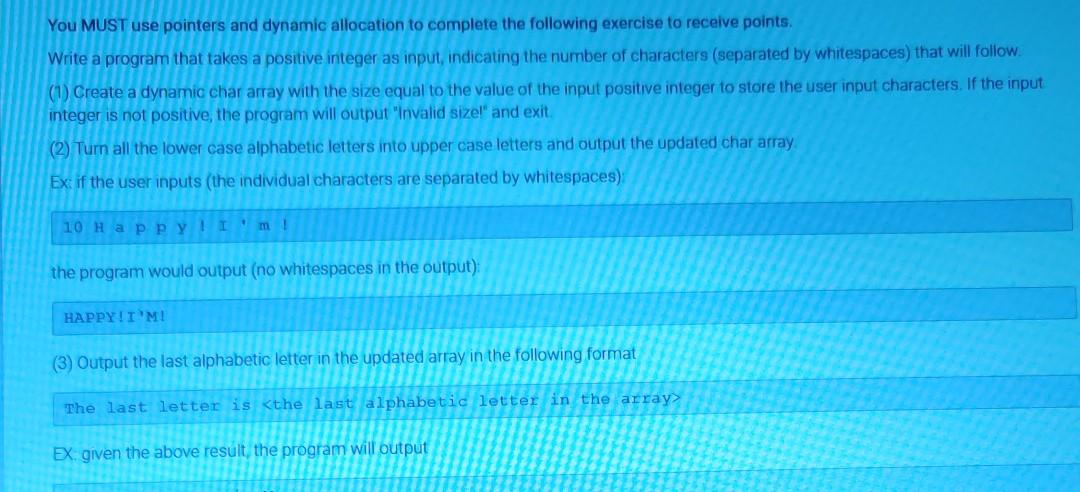 Solved (C++) You MUST use pointers and dynamic allocation to | Chegg.com