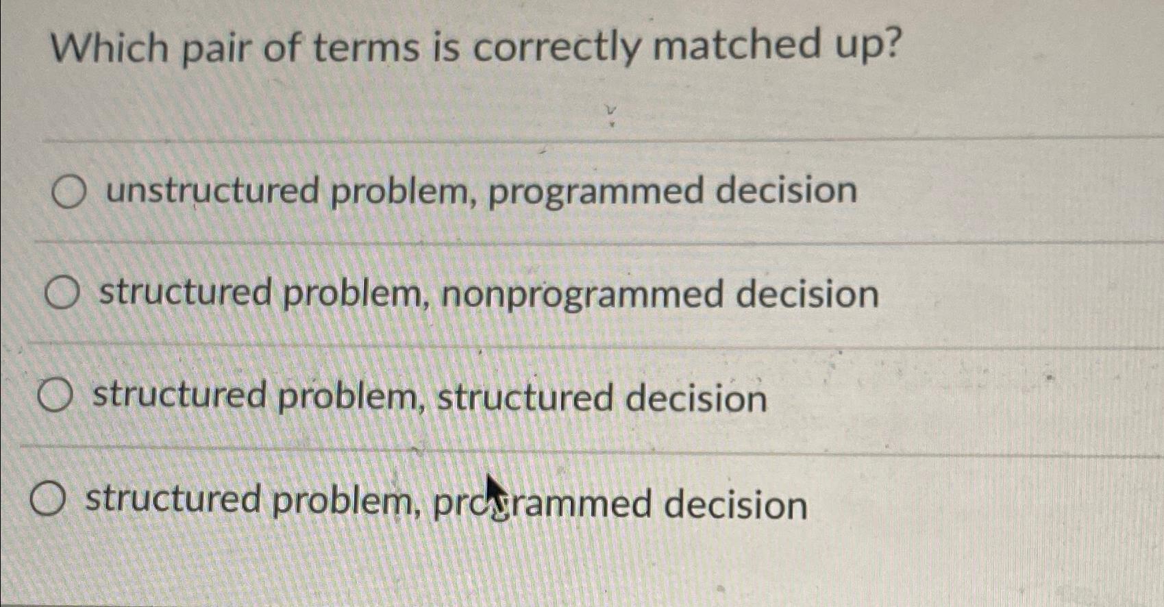 Solved Which pair of terms is correctly matched | Chegg.com