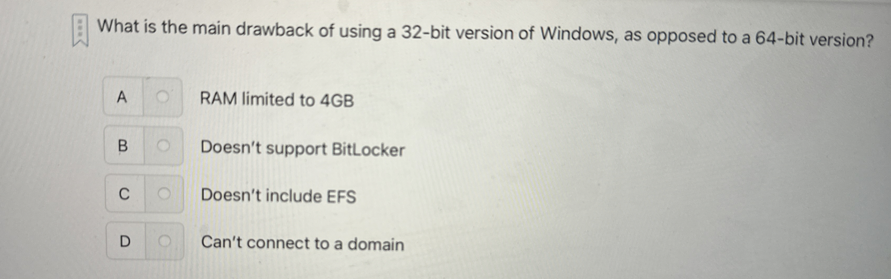 Solved What is the main drawback of using a 32-bit version | Chegg.com