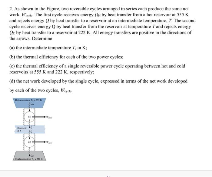 Solved 2. As Shown In The Figure, Two Reversible Cycles | Chegg.com