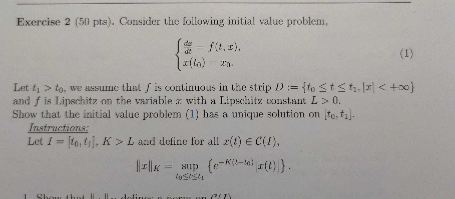 Solved Exercise 2 (50 Pts). Consider The Following Initial | Chegg.com