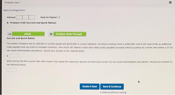 Solved Problem Set 1 0 Back to Assignment Attempts Keep the | Chegg.com