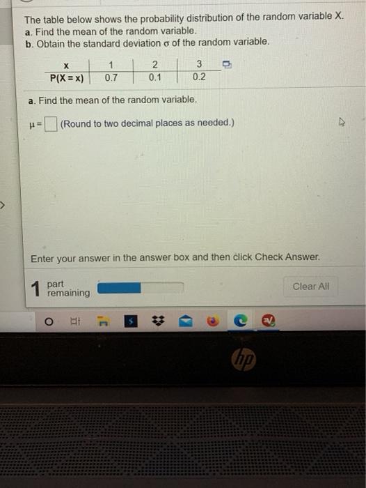 Solved The table below shows the probability distribution of | Chegg.com