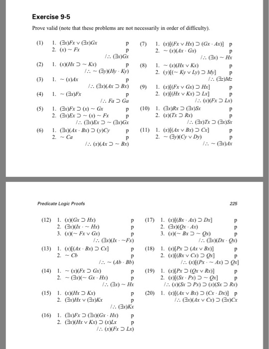 Solved Exercise 9 5 Prove Valid Note That These Problems Chegg Com