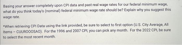 Solved Using the CPI CPI values can allow for us to | Chegg.com