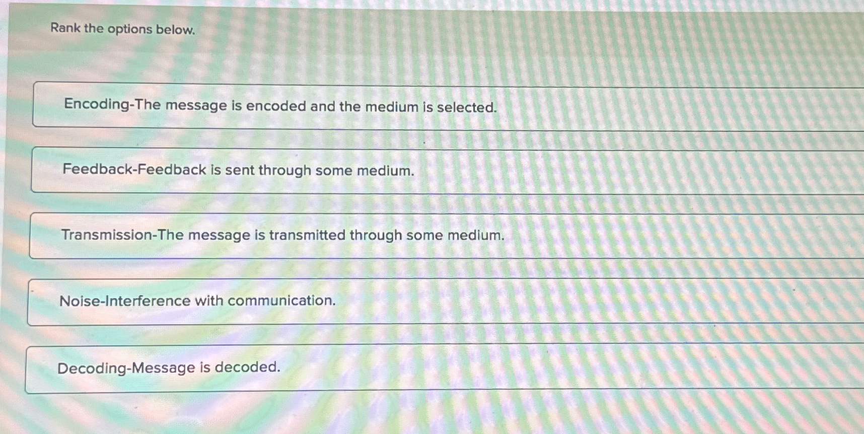 Solved Rank the options below.Encoding-The message is | Chegg.com