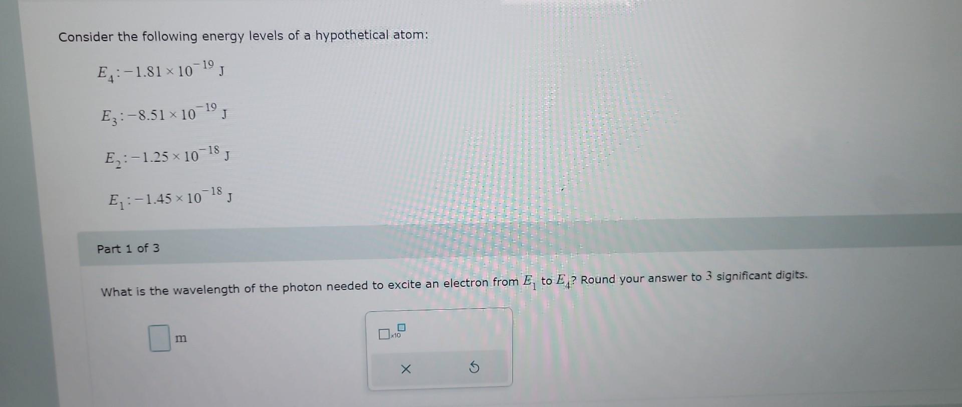 Solved Consider the following energy levels of a | Chegg.com