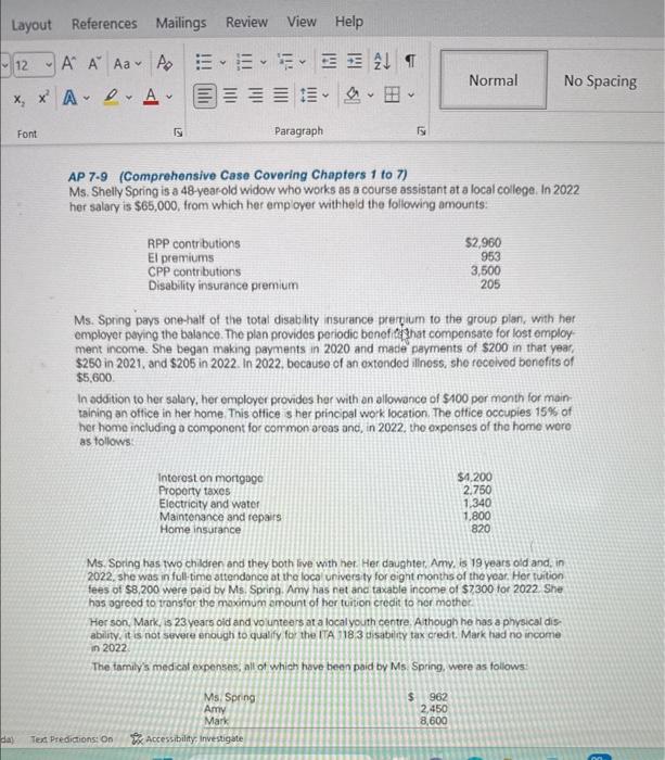 AP 7.9 (Comprehensive Case Covering Chapters 1 to 7) | Chegg.com