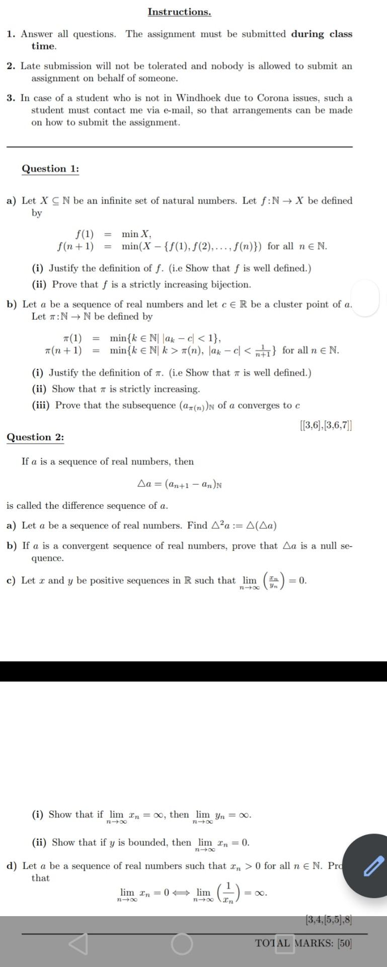 Solved Instructions. 1. Answer all questions. The assignment | Chegg.com