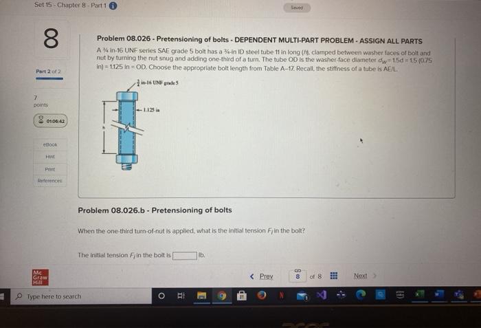 Solved Set 15 - Chapter 8 - Part 1 ved 8 Problem 08.026 - | Chegg.com