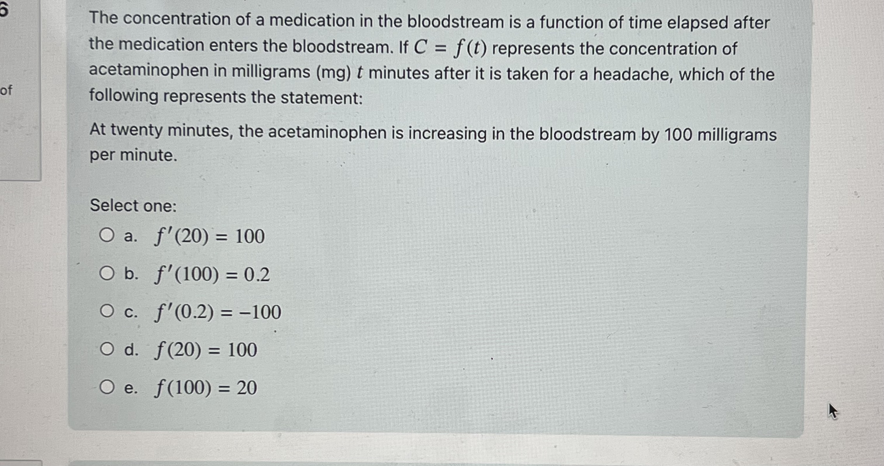 Solved The concentration of a medication in the bloodstream | Chegg.com