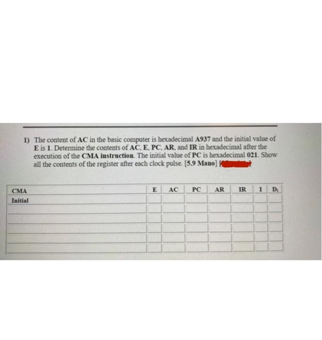 Solved 1) The content of AC in the basic computer is | Chegg.com