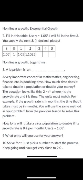 Solved 1. Write a definition of linear growth. Include an | Chegg.com