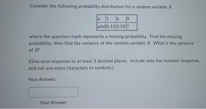 Solved Consider the following probability distribution for a | Chegg.com