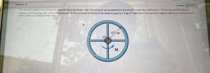 Solved Question 5 paints The wheel is made from a 50 kg | Chegg.com
