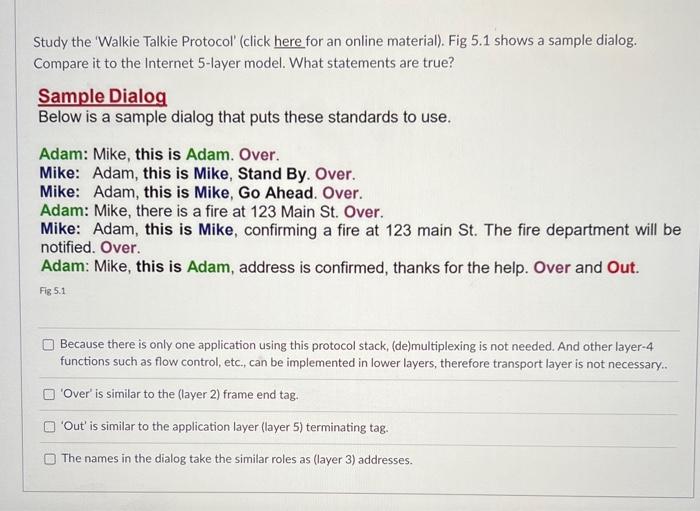 Solved Study the 'Walkie Talkie Protocol' (click here for an