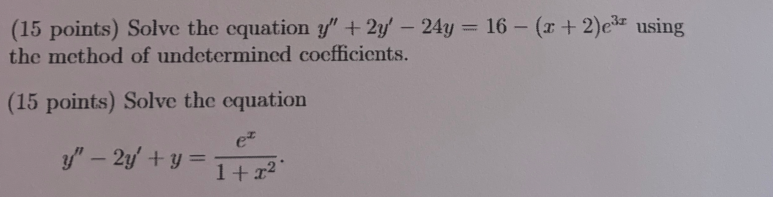 Solved (15 ﻿points) ﻿Solve the equation | Chegg.com