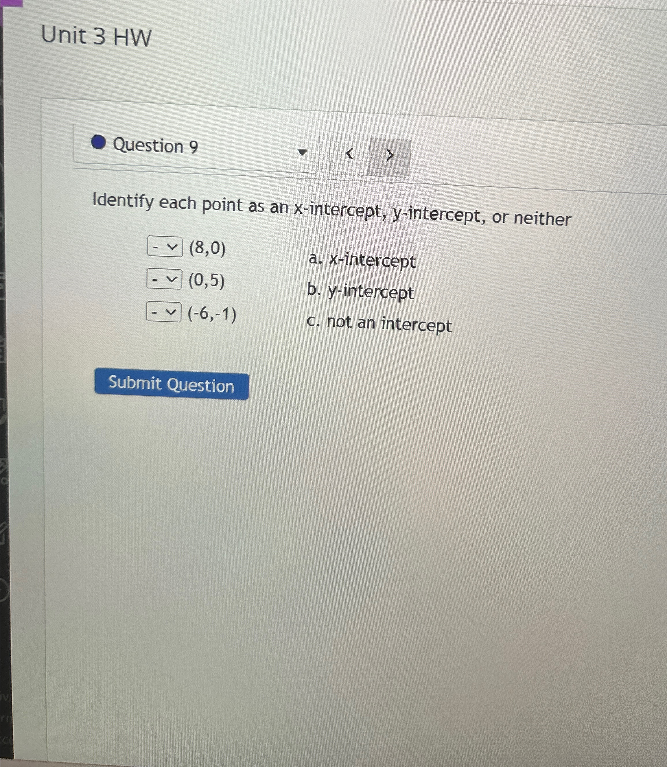 Solved Unit 3 ﻿HWQuestion 9Identify each point as an | Chegg.com