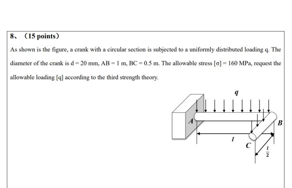 Solved 8, (15 points) As shown is the figure, a crank with a | Chegg.com