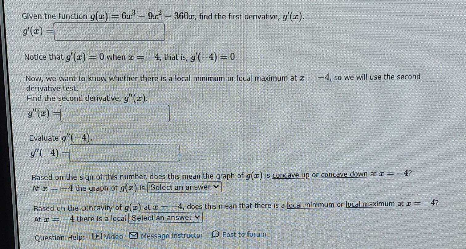 Solved Given The Function G X 6x3−9x2−360x Find The First