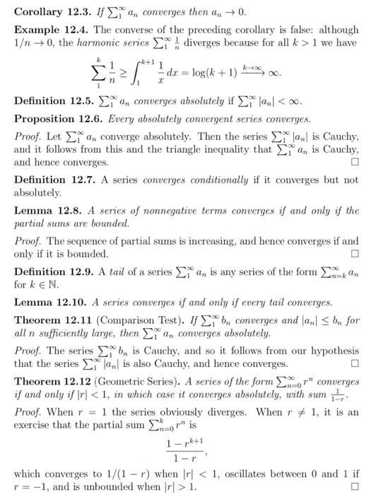 Solved Real Analysis(Series): Prove the following problem | Chegg.com