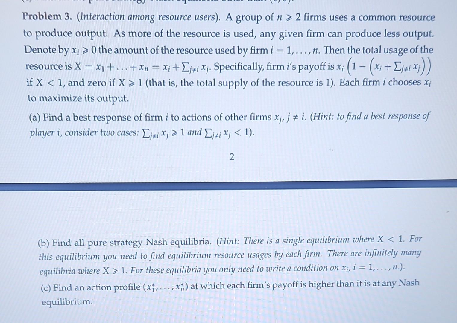 Solved Problem 3. (Interaction among resource users). A | Chegg.com