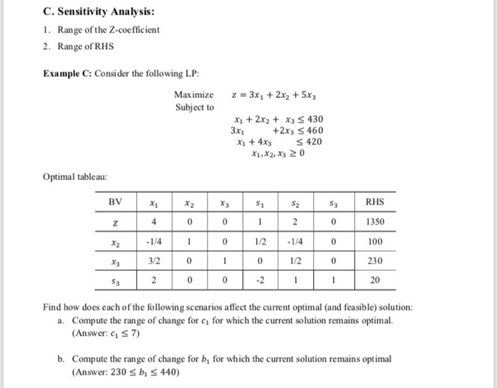 Solved B. Changes That Affect OPTIMALITY: 1. Changing The | Chegg.com