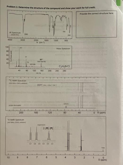 Solved Problem 1: Determine The Structure Of The Compound | Chegg.com