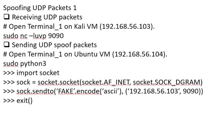 Sniffing and Spoofing using Python and Scapy O Packet | Chegg.com