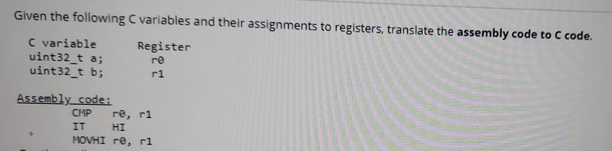 Solved Given the following C variables and their assignments | Chegg.com