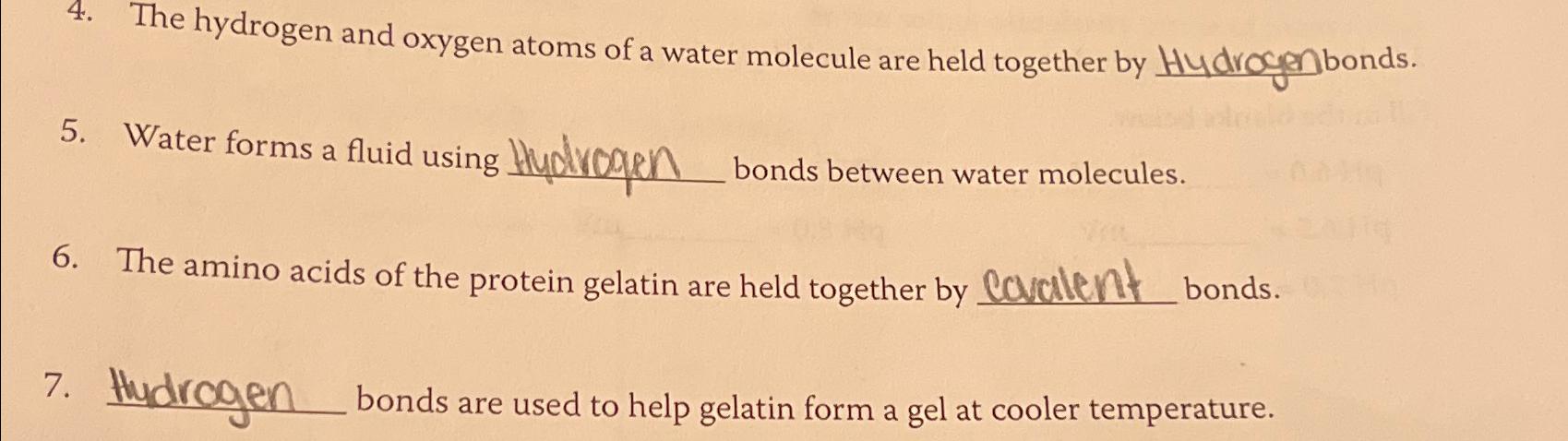 a water molecule consists of hydrogen and oxygen atoms held together by