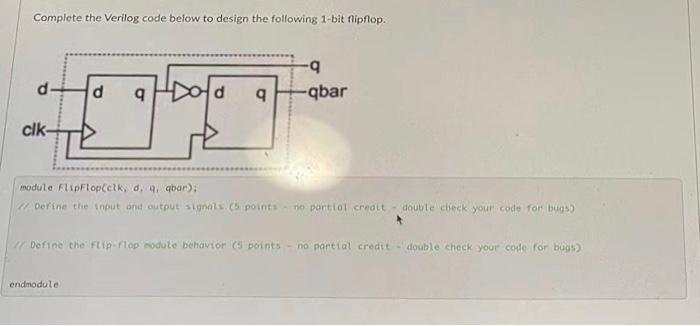 Solved Complete the Verilog code below to design the | Chegg.com