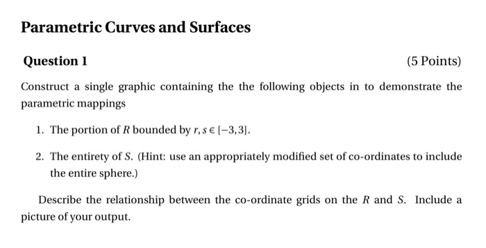 Parametric Curves and Surfaces Question 1 (5 Points) | Chegg.com