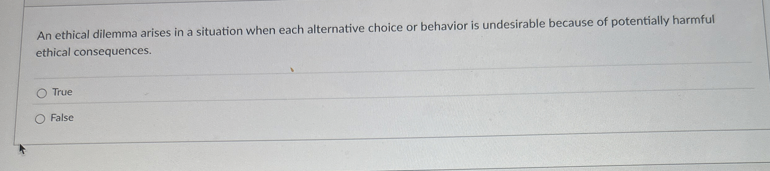 Solved An ethical dilemma arises in a situation when each | Chegg.com